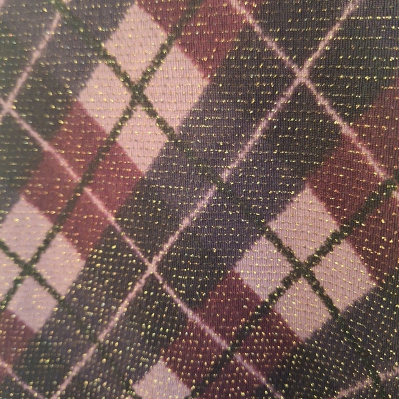 80s Mock Neck Sleeveless Tank Argyle Pattern Metallic Shimmer Petite or Crop VTG - Picture 5 of 6